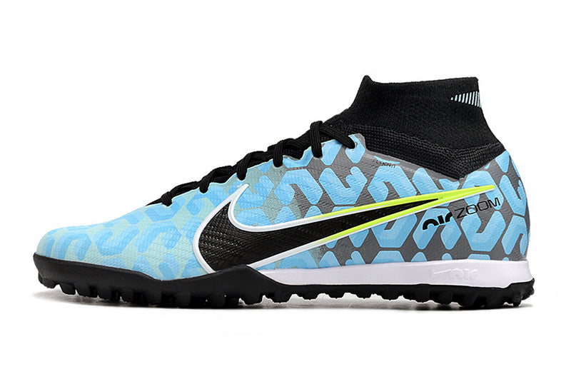 CHUTEIRA NIKE MERCURIAL AIR ZOOM SUPERFLY 9 ELITE SOCIETY - AZUL E PRETA
