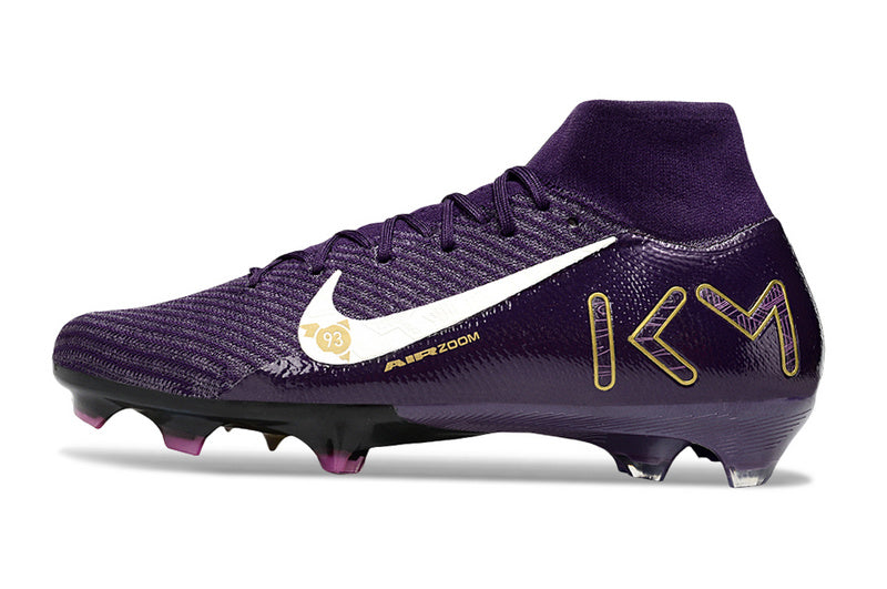 CHUTEIRA NIKE AIR ZOOM MERCURIAL SUPERFLY 10 ELITE CAMPO "MBAPPÉ" - ROXA E AMARELA