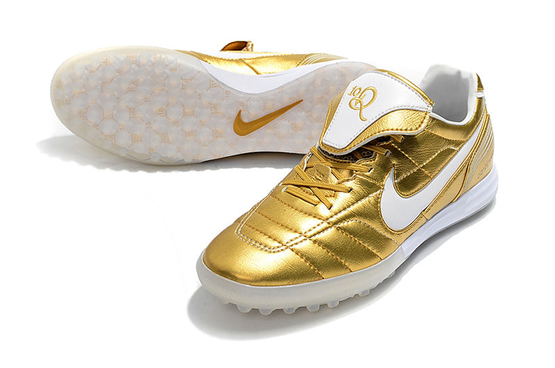 CHUTEIRA NIKE TIEMPO LEGEND 7 SOCIETY - DOURADA E BRANCA