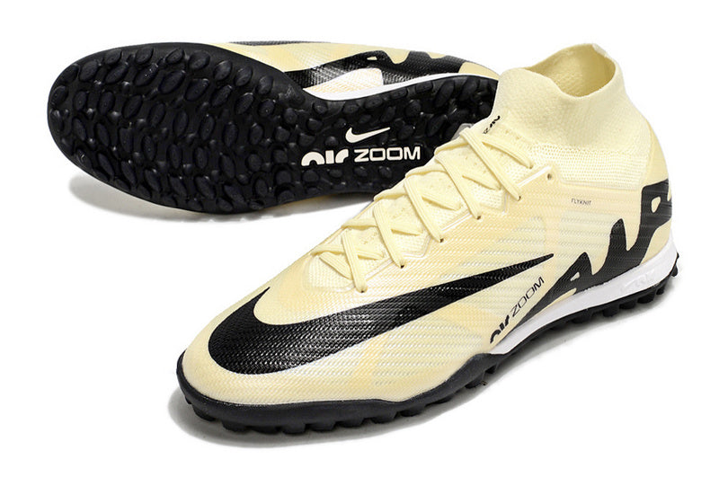 CHUTEIRA NIKE MERCURIAL AIR ZOOM SUPERFLY 9 ELITE SOCIETY "MAD READY" - BEGE E PRETA