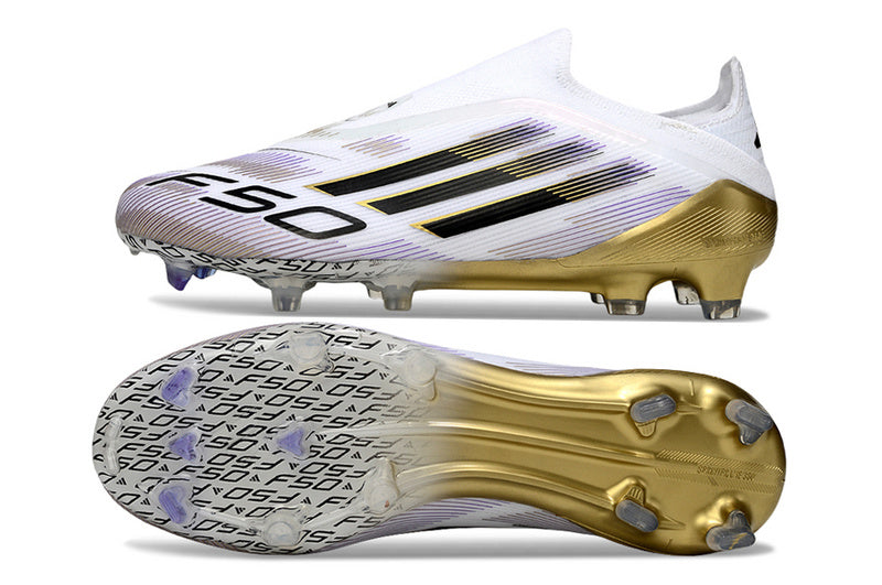 ADIDAS F50 LACELESS ELITE CAMPO - BRANCA E DOURADA