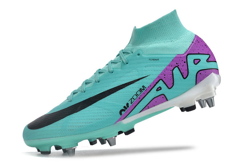 CHUTEIRA NIKE AIR ZOOM MERCURIAL SUPERFLY 9 ELITE TRAVA MISTA "READY" - CIANO E ROXA
