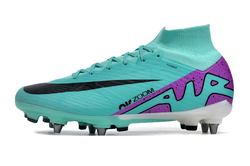 CHUTEIRA NIKE AIR ZOOM MERCURIAL SUPERFLY 9 ELITE TRAVA MISTA "READY" - CIANO E ROXA