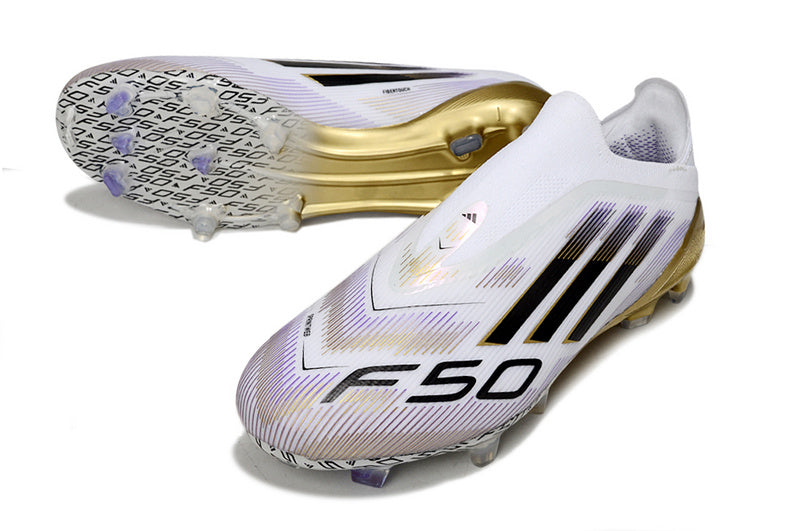 ADIDAS F50 LACELESS ELITE CAMPO - BRANCA E DOURADA