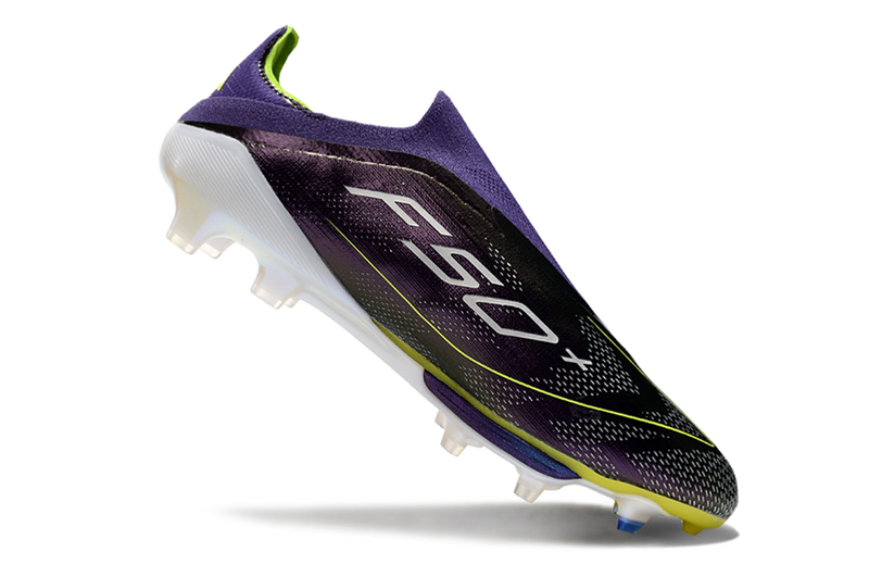 CHUTEIRA ADIDAS F50 LACELESS LIGHTSTRIKE PRO ELITE CAMPO "FAST REBORN" – ROXA E VERDE