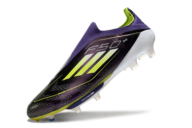 CHUTEIRA ADIDAS F50 LACELESS LIGHTSTRIKE PRO ELITE CAMPO "FAST REBORN" – ROXA E VERDE