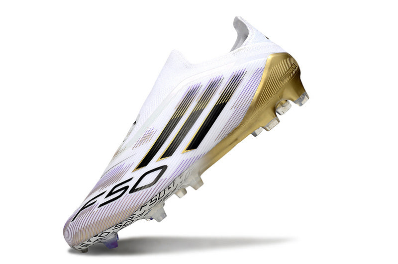 ADIDAS F50 LACELESS ELITE CAMPO - BRANCA E DOURADA