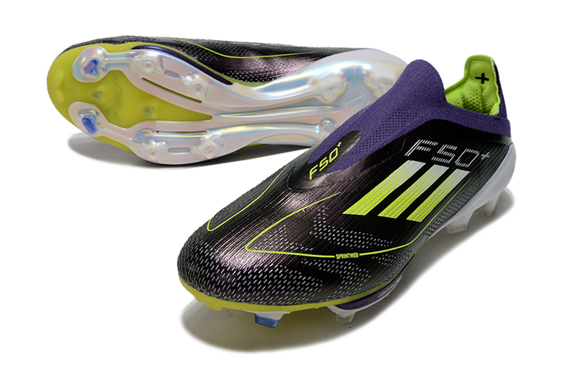 CHUTEIRA ADIDAS F50 LACELESS LIGHTSTRIKE PRO ELITE CAMPO "FAST REBORN" – ROXA E VERDE