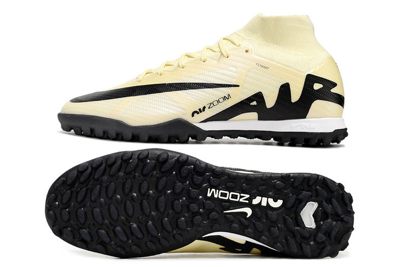 CHUTEIRA NIKE MERCURIAL AIR ZOOM SUPERFLY 9 ELITE SOCIETY "MAD READY" - BEGE E PRETA