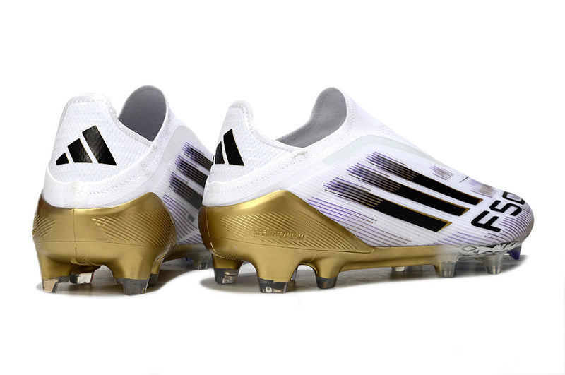 ADIDAS F50 LACELESS ELITE CAMPO - BRANCA E DOURADA