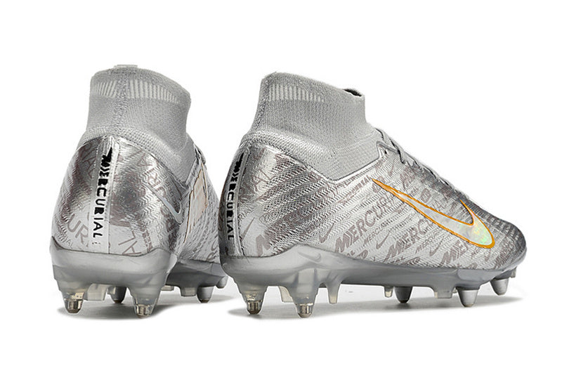 CHUTEIRA NIKE AIR ZOOM MERCURIAL SUPERFLY 9 ELITE TRAVA MISTA FIXA "XXV" - PRATA