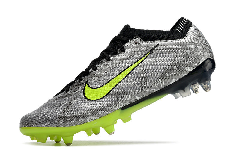 CHUTEIRA NIKE AIR ZOOM MERCURIAL VAPOR 15 ELITE TRAVA MISTA FIXA "XXV" - PRATA E VERDE