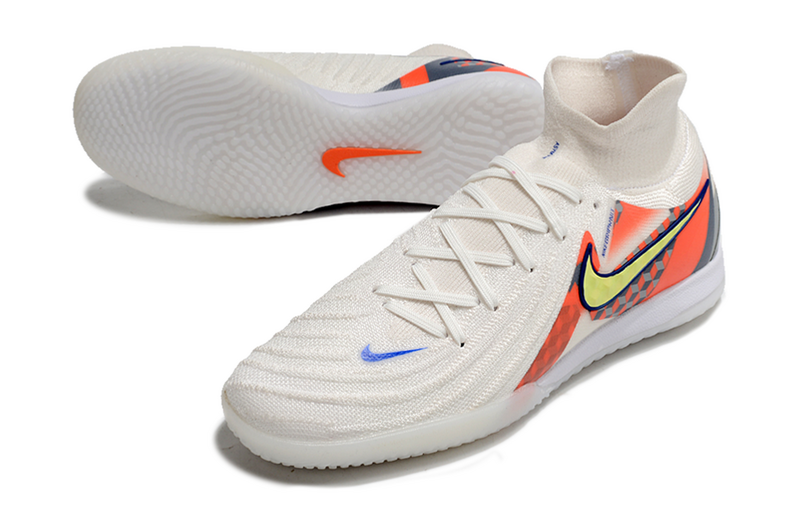 CHUTEIRA NIKE PHANTOM LUNA II ELITE FUTSAL "BARNA" - BRANCA E LARANJA