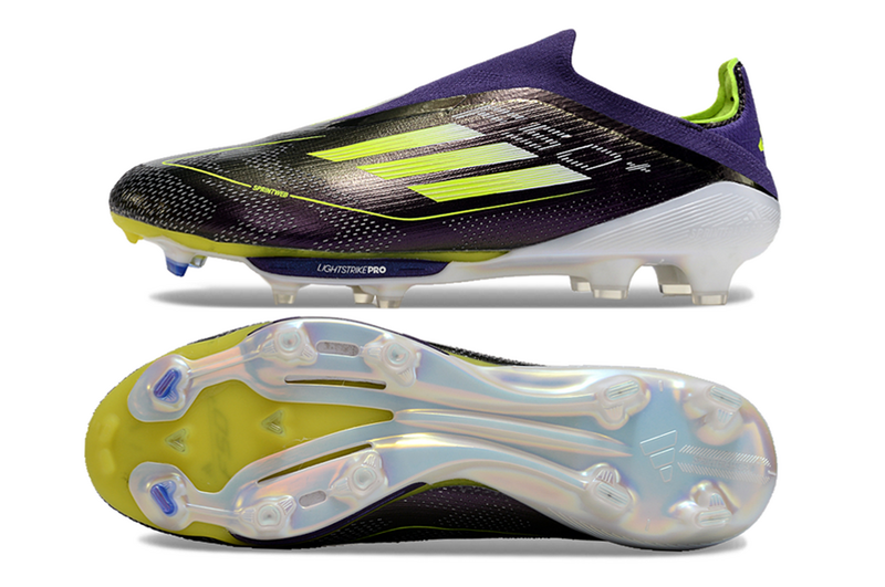 CHUTEIRA ADIDAS F50 LACELESS LIGHTSTRIKE PRO ELITE CAMPO "FAST REBORN" – ROXA E VERDE