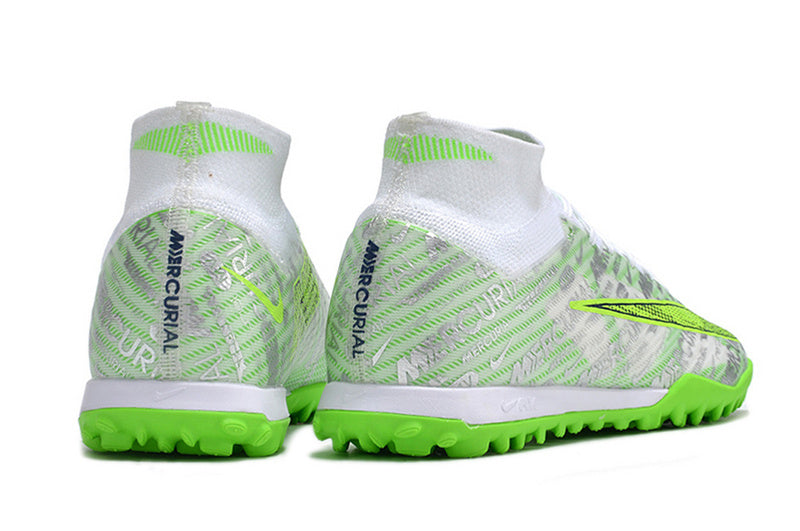 CHUTEIRA NIKE MERCURIAL AIR ZOOM SUPERFLY 9 ELITE SOCIETY - PRATA E VERDE