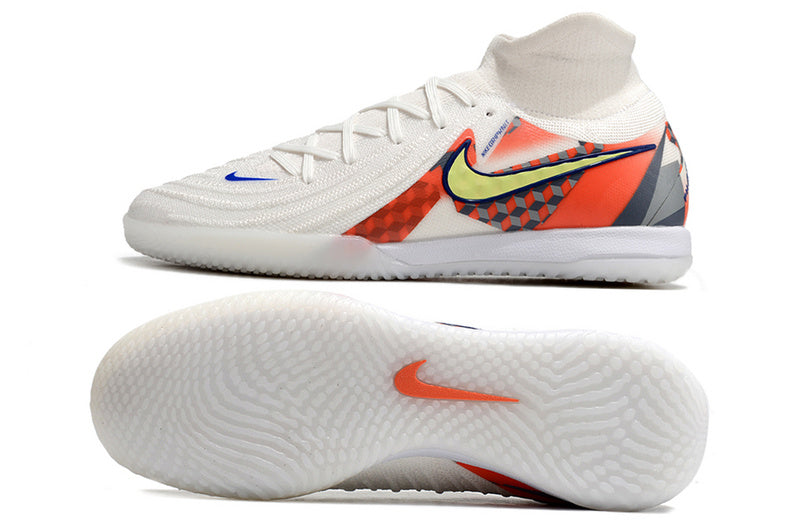 CHUTEIRA NIKE PHANTOM LUNA II ELITE FUTSAL "BARNA" - BRANCA E LARANJA