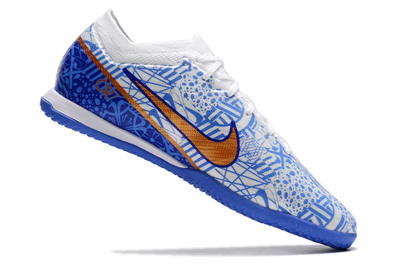 CHUTEIRA NIKE AIR ZOOM MERCURIAL VAPOR 15 ELITE FUTSAL "CR7" - AZUL E BRANCA