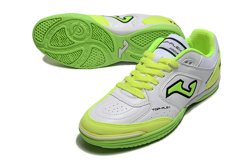 CHUTEIRA JOMA TOP FLEX FUTSAL - BRANCA E VERDE