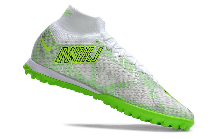 CHUTEIRA NIKE MERCURIAL AIR ZOOM SUPERFLY 9 ELITE SOCIETY - PRATA E VERDE