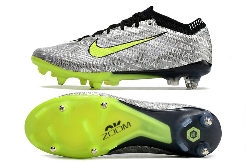 CHUTEIRA NIKE AIR ZOOM MERCURIAL VAPOR 15 ELITE TRAVA MISTA FIXA "XXV" - PRATA E VERDE