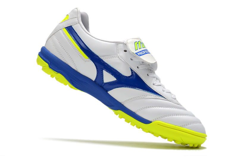CHUTEIRA MIZUNO MORELIA II SOCIETY - BRANCA, AZUL E AMARELA