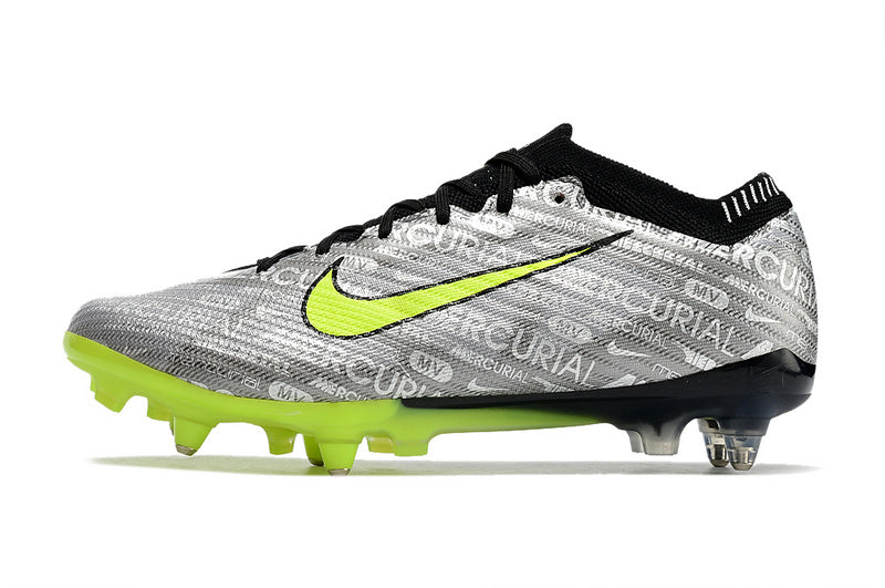 CHUTEIRA NIKE AIR ZOOM MERCURIAL VAPOR 15 ELITE TRAVA MISTA FIXA "XXV" - PRATA E VERDE
