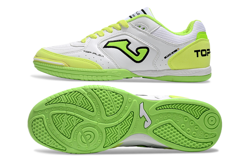 CHUTEIRA JOMA TOP FLEX FUTSAL - BRANCA E VERDE