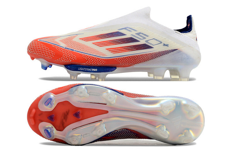 CHUTEIRA ADIDAS F50 LACELESS LIGHTSTRIKE PRO ELITE CAMPO "ADVACEMENT" – BRANCA E COLORIDA