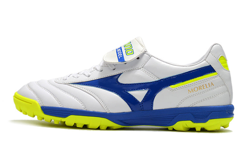 CHUTEIRA MIZUNO MORELIA II SOCIETY - BRANCA, AZUL E AMARELA