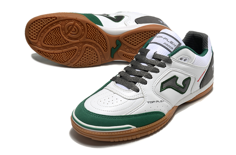 CHUTEIRA JOMA TOP FLEX FUTSAL - BRANCA E VERDE