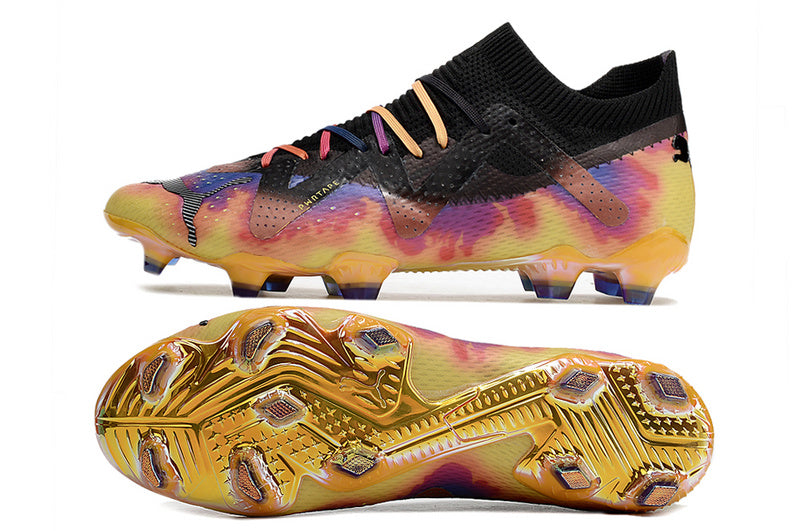 CHUTEIRA PUMA FUTURE ULTIMATE CAMPO "ELEMENTS" - PRETA E AMARELA