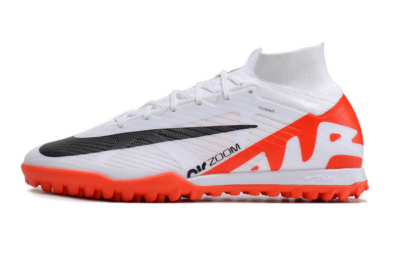 CHUTEIRA NIKE MERCURIAL AIR ZOOM SUPERFLY 9 ELITE SOCIETY "READY" - BRANCA E LARANJA