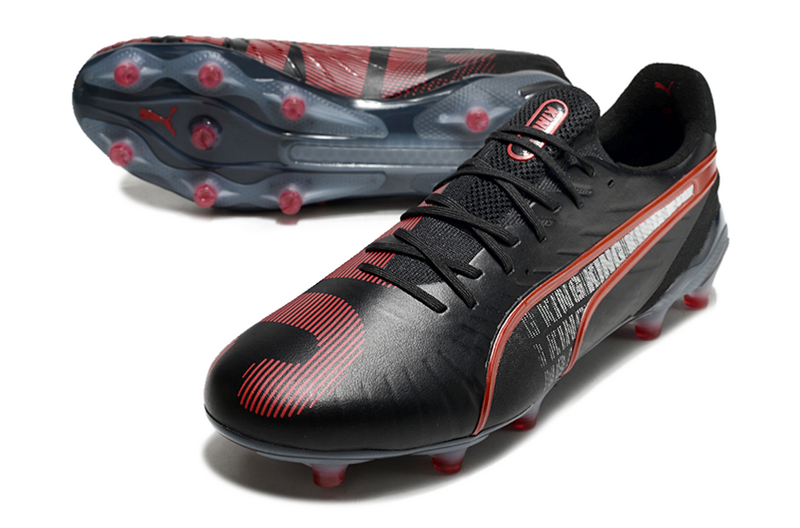 CHUTEIRA PUMA KING FG/AG CAMPO - PRETA E LARANJA