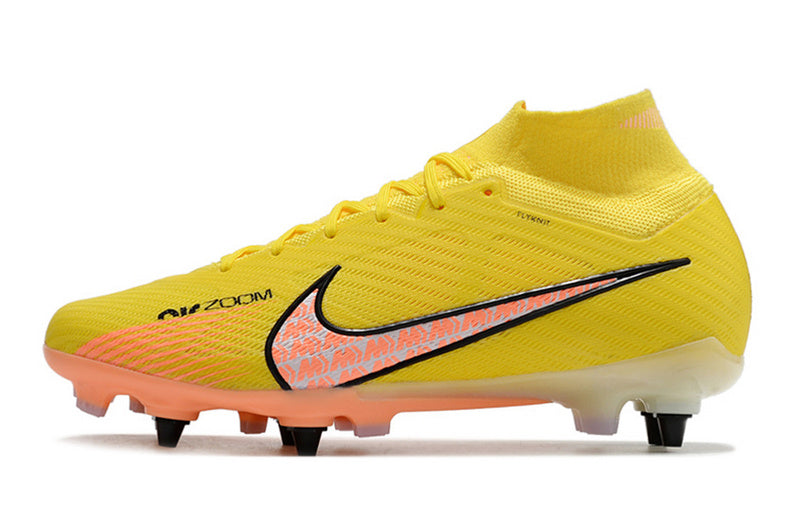 CHUTEIRA NIKE AIR ZOOM MERCURIAL SUPERFLY 9 ELITE TRAVA MISTA "LUCENT" - AMARELA E LARANJA