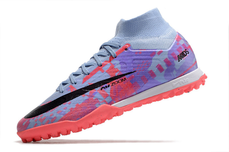 CHUTEIRA NIKE MERCURIAL AIR ZOOM SUPERFLY 9 ELITE SOCIETY "VALENTINES DAY" - ROXA E BRANCA