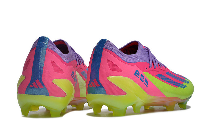 CHUTEIRA ADIDAS X CRAZYFAST.1 CAMPO "SON" - ROSA E VERDE