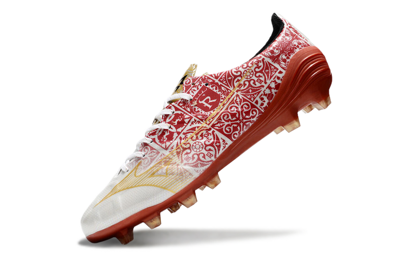 CHUTEIRA MIZUNO ALPHA JAPAN CAMPO "SIGNATURE" - VERMELHA E BRANCA