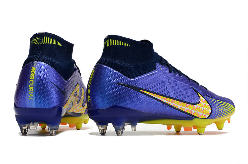 CHUTEIRA NIKE AIR ZOOM MERCURIAL SUPERFLY 9 ELITE TRAVA MISTA FIXA - ROXA E AMARELA