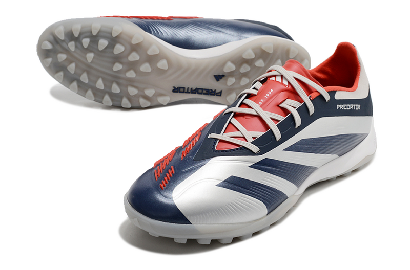 CHUTEIRA ADIDAS PREDATOR 24 ELITE SOCIETY - AZUL,BRANCA E VERMELHA