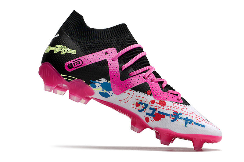 CHUTEIRA PUMA FUTURE ULTIMATE CAMPO "POWERCAT TOKYO" - PRETA E ROSA