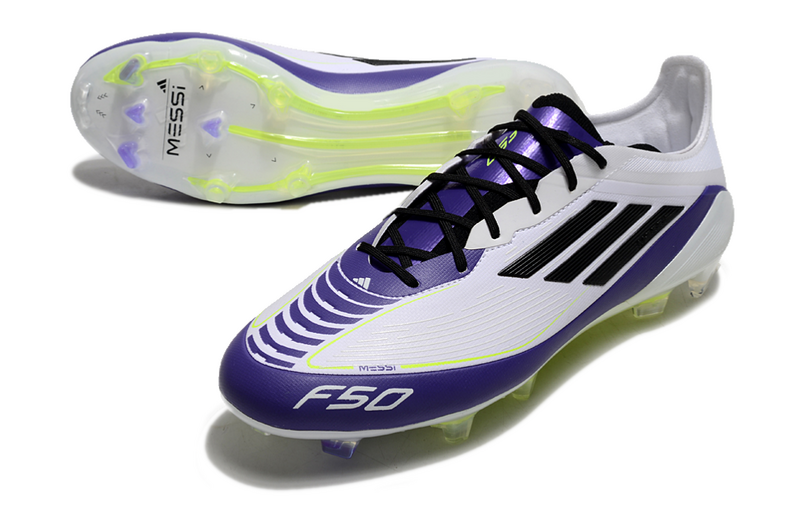 CHUTEIRA ADIDAS F50 ELITE CAMPO "TRIUNFO ESTELAR" - BRANCA E ROXA