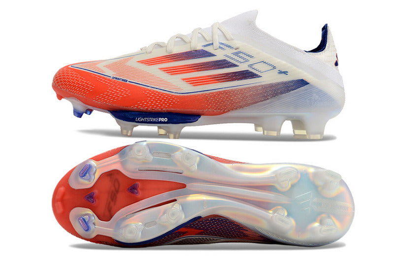 CHUTEIRA ADIDAS F50.1 LIGHTSTRIKE PRO ELITE CAMPO "ADVANCEMENT" - BRANCA E COLORIDA