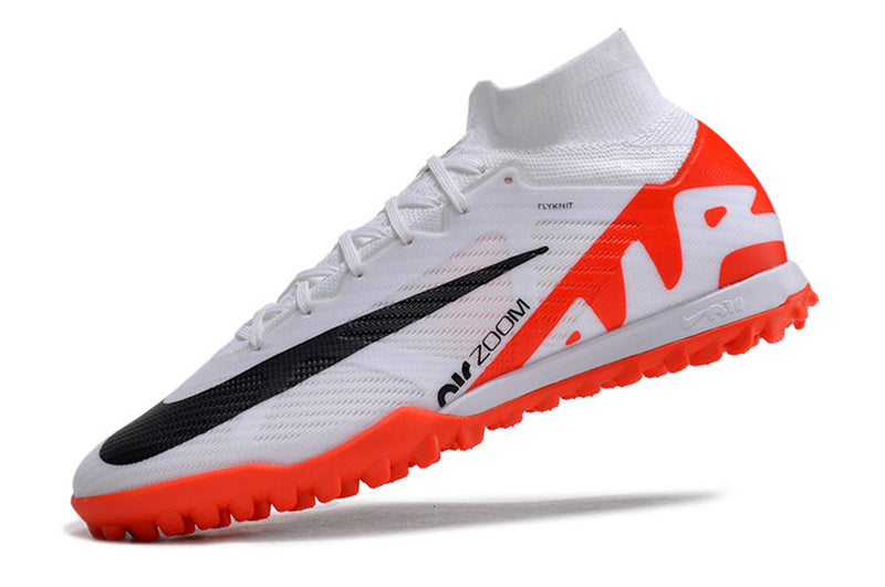 CHUTEIRA NIKE MERCURIAL AIR ZOOM SUPERFLY 9 ELITE SOCIETY "READY" - BRANCA E LARANJA
