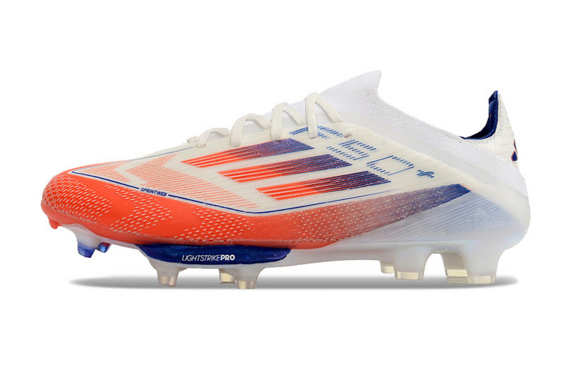 CHUTEIRA ADIDAS F50.1 LIGHTSTRIKE PRO ELITE CAMPO "ADVANCEMENT" - BRANCA E COLORIDA