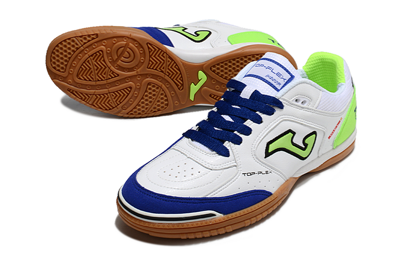 CHUTEIRA JOMA TOP FLEX FUTSAL - BRANCA, AZUL E VERDE