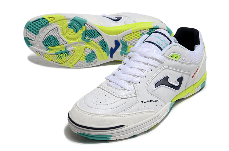 CHUTEIRA JOMA TOP FLEX FUTSAL - BRANCA E VERDE