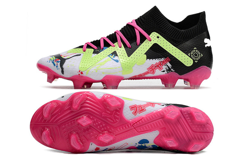 CHUTEIRA PUMA FUTURE ULTIMATE CAMPO "POWERCAT TOKYO" - PRETA E ROSA