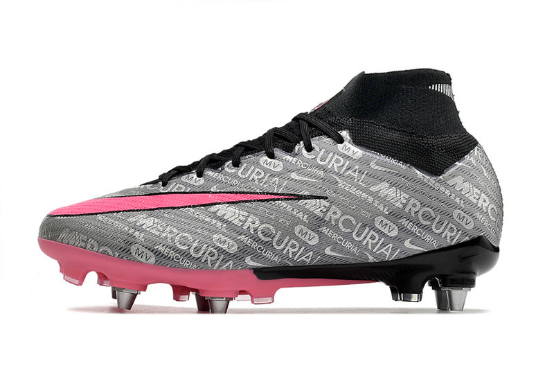 CHUTEIRA NIKE AIR ZOOM MERCURIAL SUPERFLY 9 ELITE TRAVA MISTA "XXV" - PRATA E ROSA