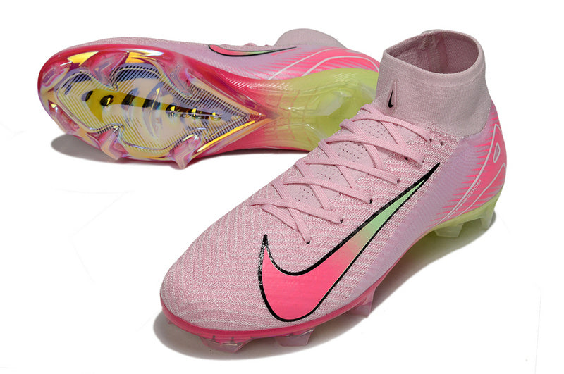 CHUTEIRA NIKE AIR ZOOM MERCURIAL SUPERFLY 10 ELITE CAMPO - ROSA E AMARELA