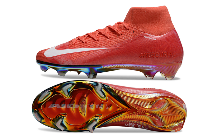 CHUTEIRA NIKE AIR ZOOM MERCURIAL SUPERFLY 10 ELITE CAMPO - VERMELHA E BRANCA